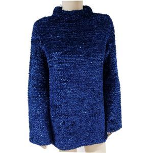 Missoni Blue Metallic SweaterTunic MockNeck Mohair